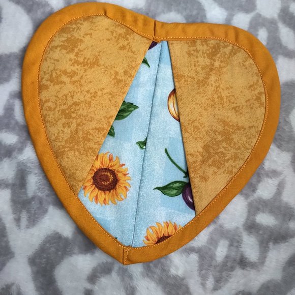 NWOT homemade pot holders yellow sunflower blue herb food - Picture 3 of 4